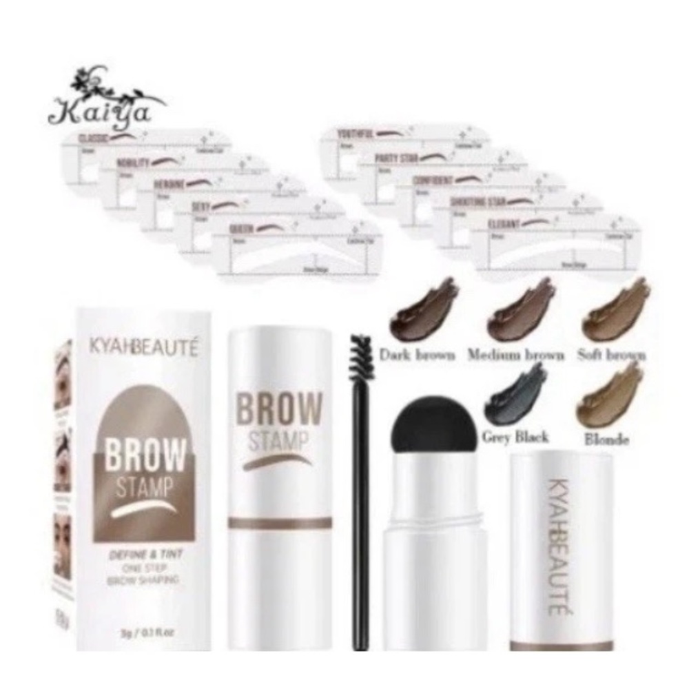 Eyebrow Stamp and Stencil Kit for Perfect Shaped Brows  Waterproof Grey Black